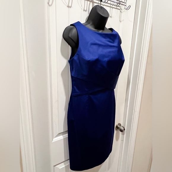 Talbots Women’s Silk Shift Midi Dress Sleeveless Lined Navy Blue Size 8P - Picture 5 of 10